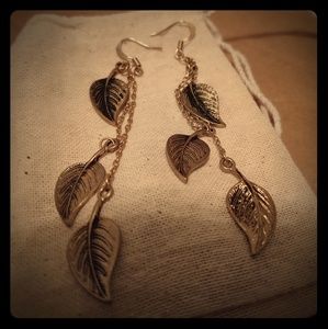 Black and gold feather earrings